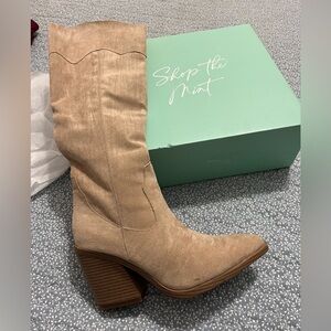 Shop the mint boots suede